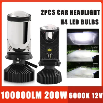 H4 LED Headlight 100000LM 200W Canbus No Error Y9 Y6 Mini Bulb 3570SMD Bifocal Lens High Power Auto Fog Lamp Car Light White 12V