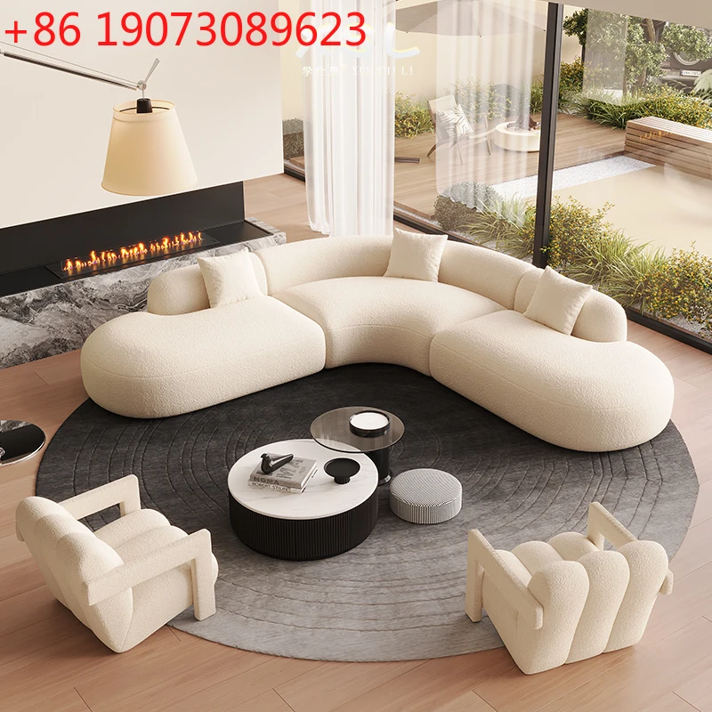 

Nordic cream style sofa living room modern simple business reception light luxury curved corner sofa