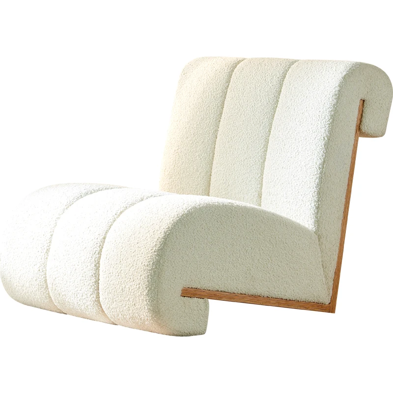 Lamb wool single sofa fabric lazy semi-reclining armless back chair
