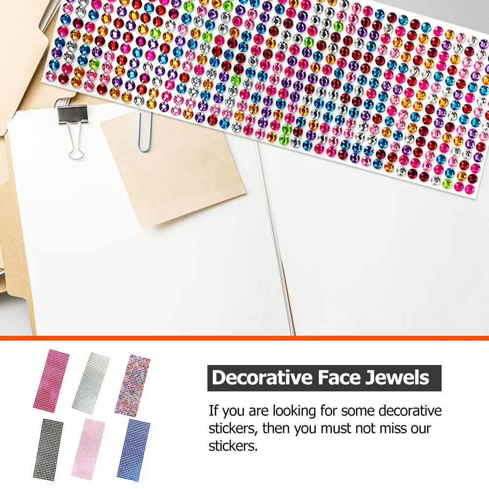 

6 листов декоративные драгоценности для лица, нежные многофункциональные наклейки для скрапбукинга, портативные самоклеящиеся драгоценные камни для лица, принадлежности для рукоделия