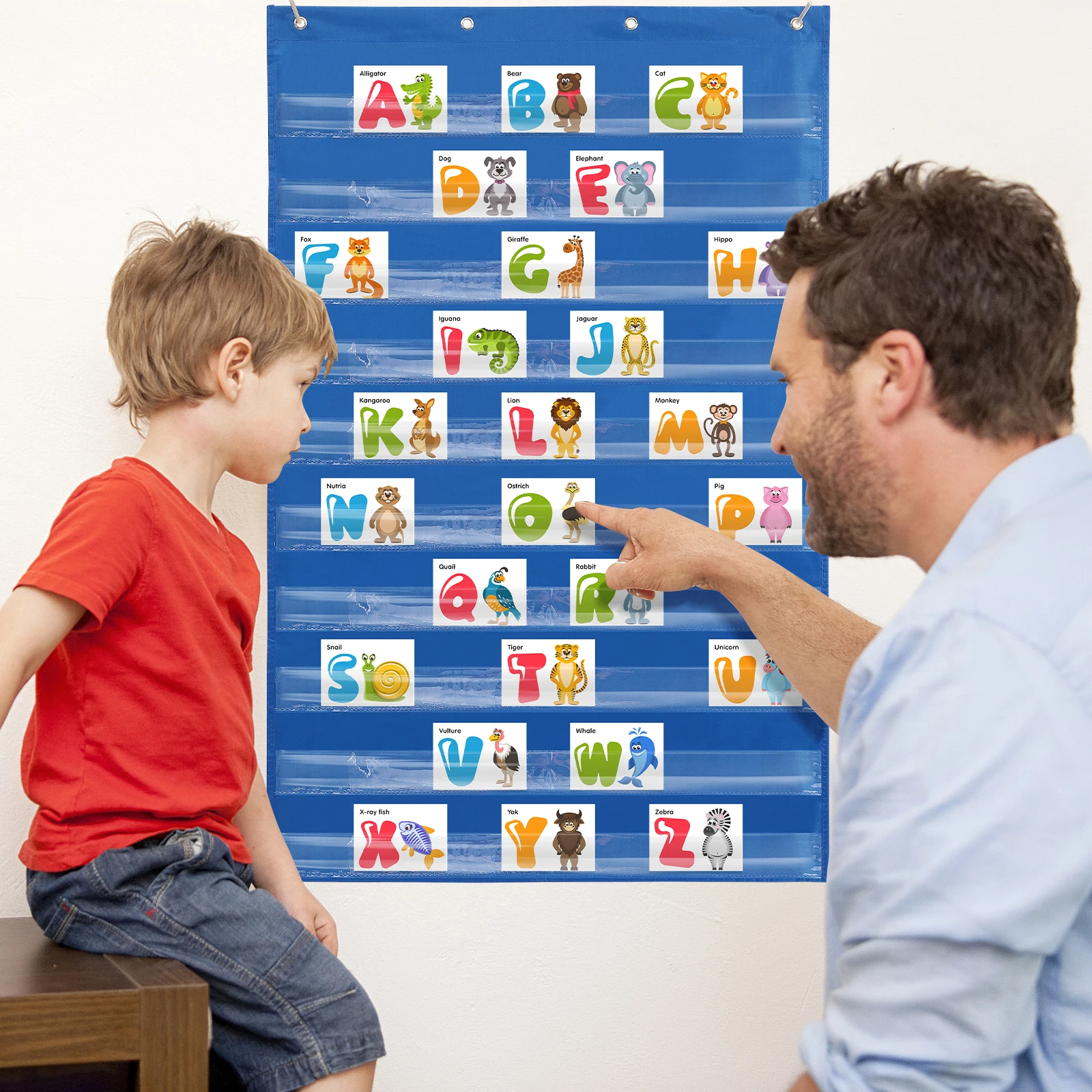 

10 Transparent Card Pockets Polyester Wall Hanging Storage Organizer Classroom Dormitory School Kindergarten Home Learning Tool