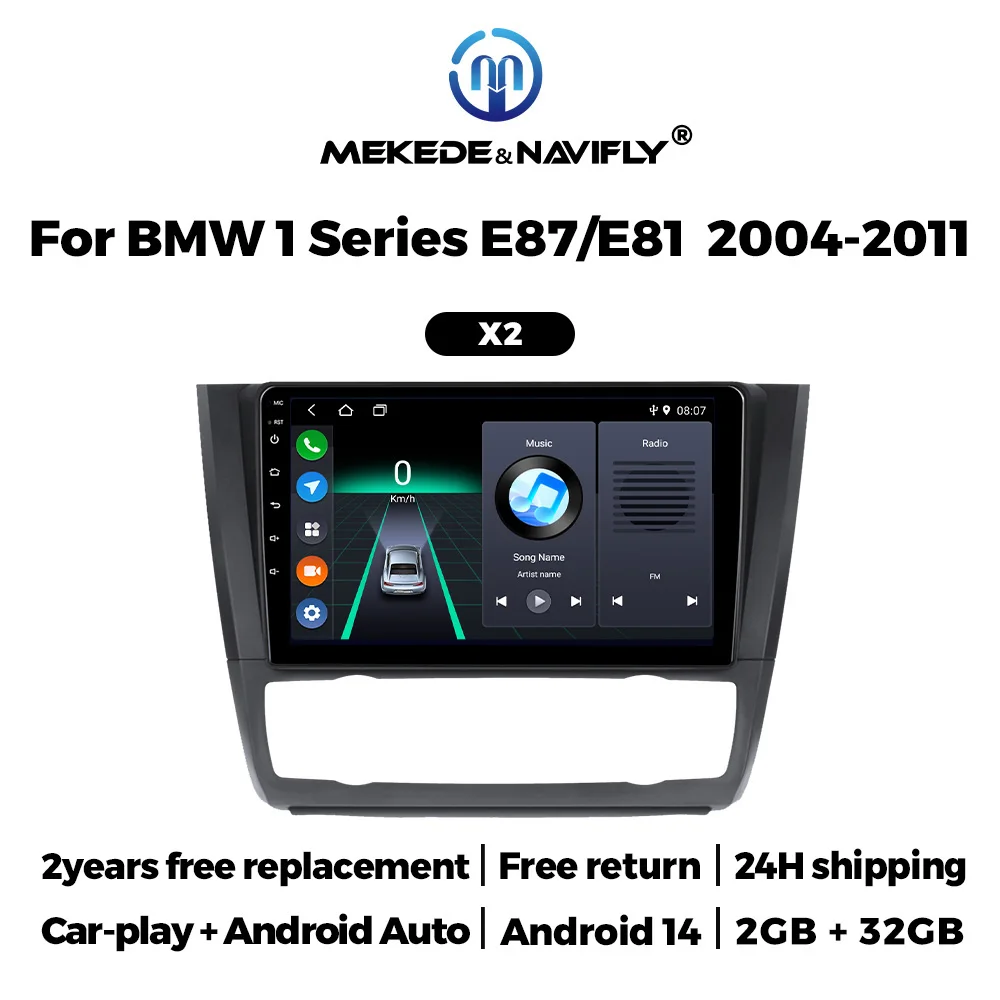

MEKEDE Android 14 9 Inch For BMW 1 Series E81 E82 E87 E88 2004-2011 Car Radio Multimedia GPS Player Carplay Auto Stereo BT WIFI