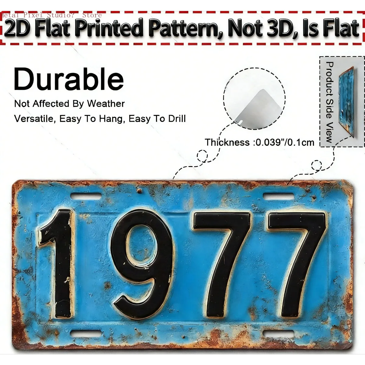 1970-1979 Retro 2D Flat Aluminum Metal Sign - Vintage Wall Decor Plaque 12x6 Inch Weather Resistant Pre-Drilled Holes Easy Hang