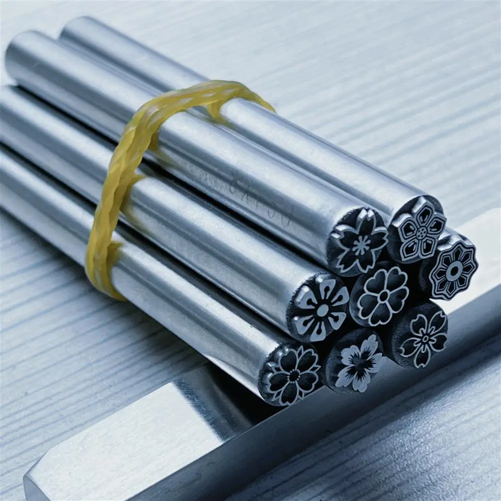 Flower Design Metal Stamps 7mm 8mm Jewelry Making Punch Steel Stamping Tool Beating Silver Leather Craft Punching