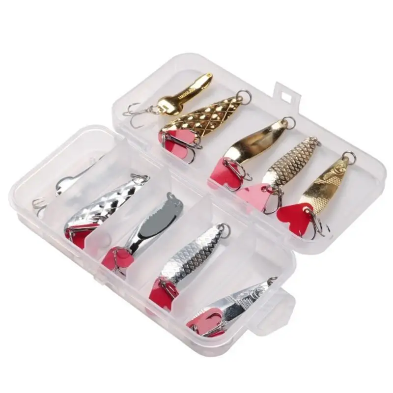 

652F 10Pcs Hard Steel Trebles Spinner Baits Lure Fishing Spinner Swimbaits Set for Water Fishing Lure