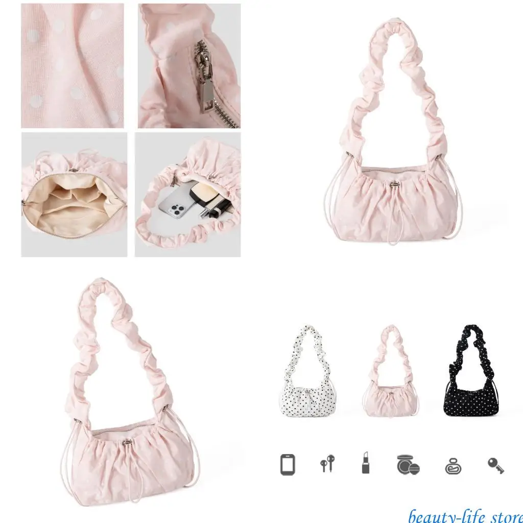 

Women Cloud Bag Polkas Dot Shoulder Bag Simple Crossbody Bag Commuting Bag 517D