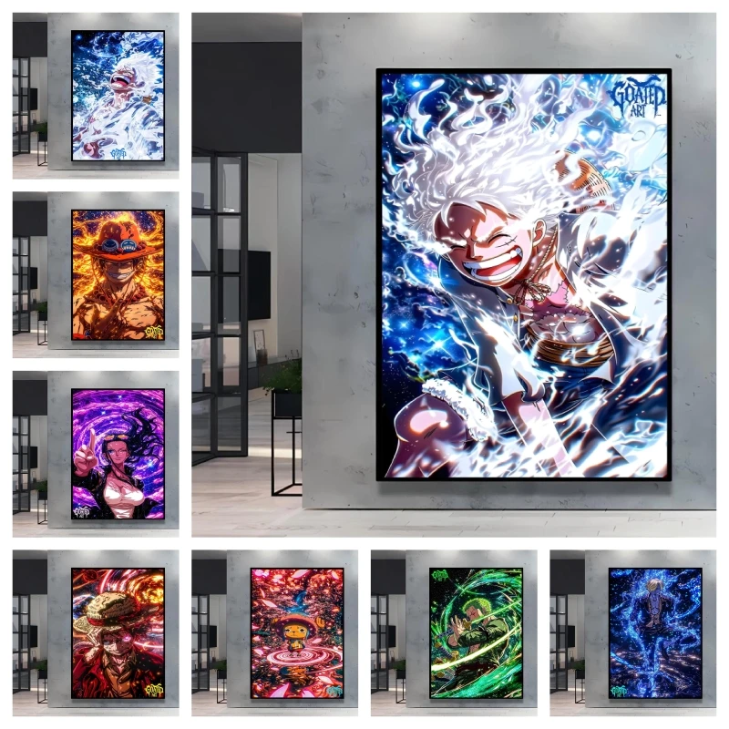 

Classic Anime Canvas Poster One Piece Luffy Classic Figures Zoro Multi Functional Decor Wall Art Bedroom Vintage Decor Kids Gift