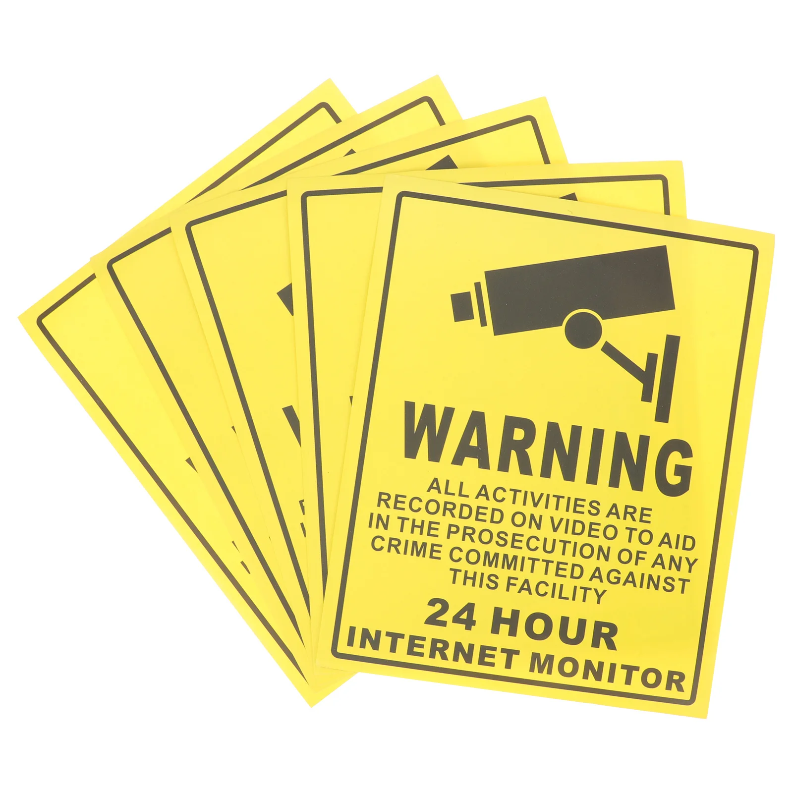 5pcs Warning Sticker Sign Decal Monitored 24H Video Surveillance Stickers For Office School Store Security Use Traffic Safety