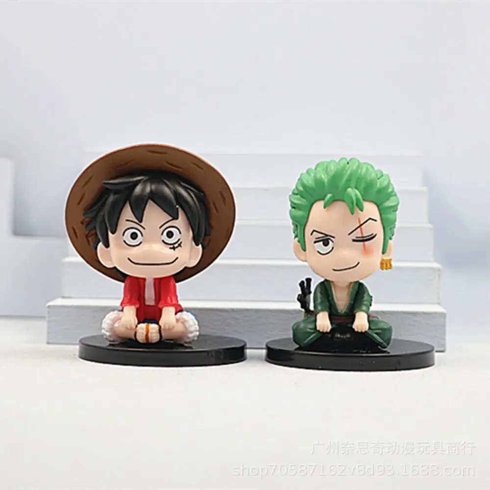 Figura de Anime de una pieza, Monkey D Luffy, Roronoa Zoro, juguetes Kawaii Q, decoración de coche, modelo de PVC, regalo, adornos para el hogar, 7cm