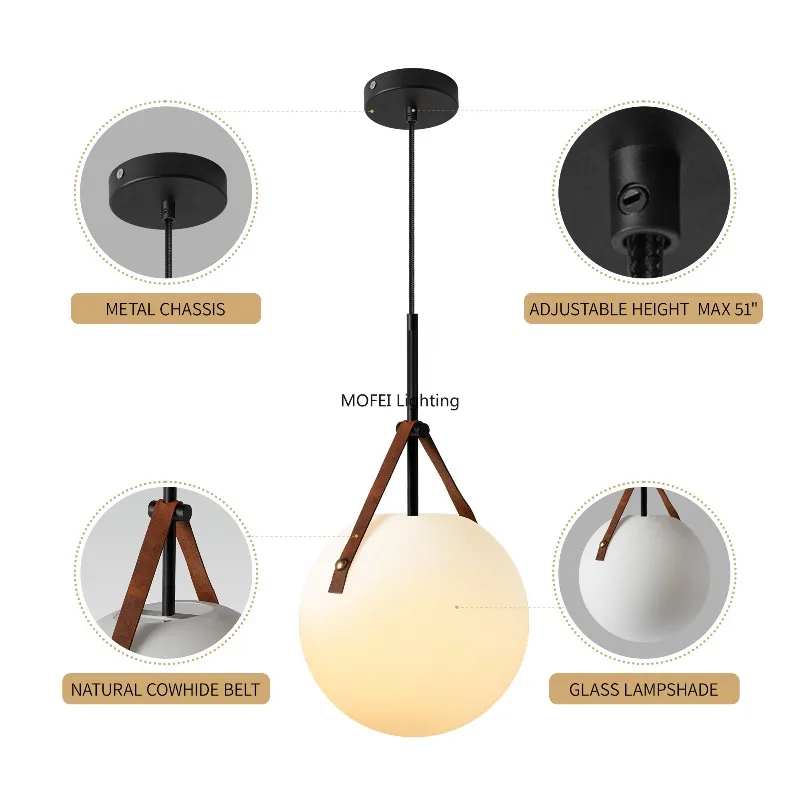 Denmark Designer Kitchen Island Hanging Lamp Glass Suspension Ceiling Chandelier Dining Table Glass Ball Pendant Light Fixture