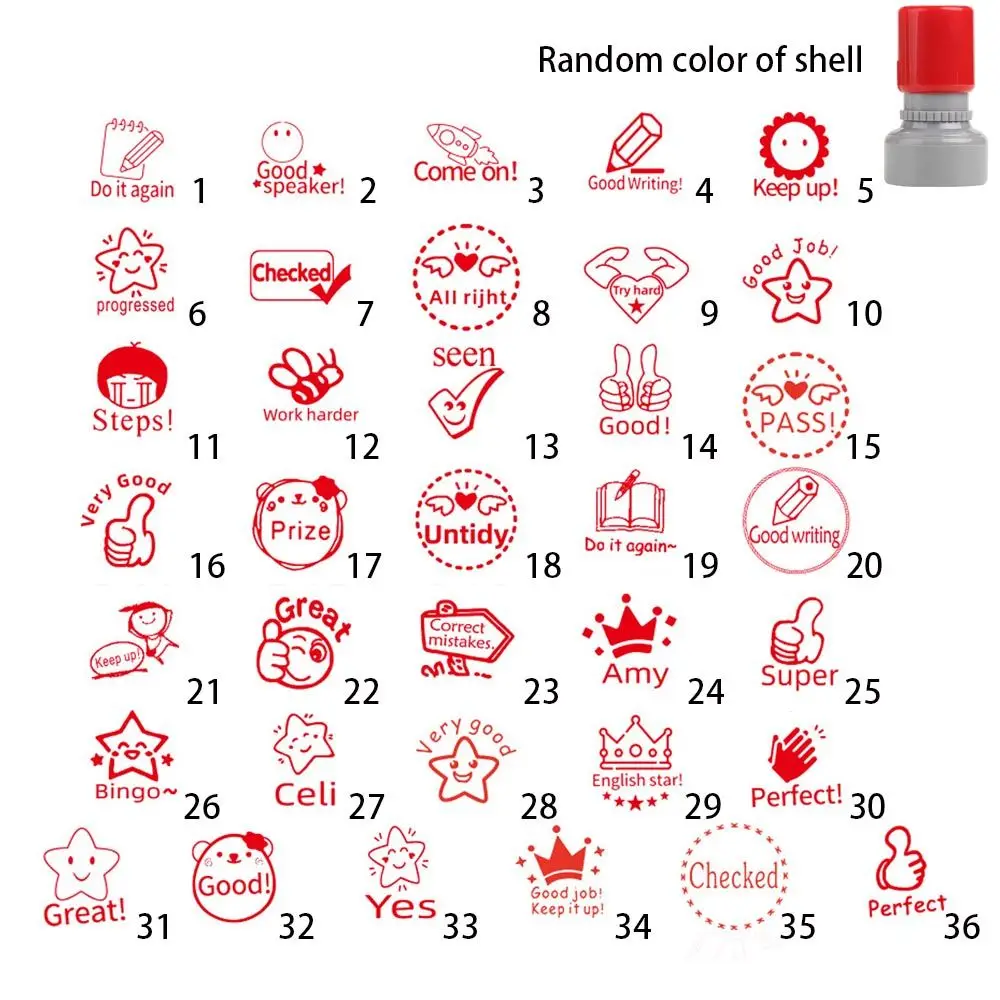 Cartoon Stamps Photosensitive Chapter Kids Seal Scrapbooking Stamper Teaching stamp Commentary Stamp Encouragement Reward Seal