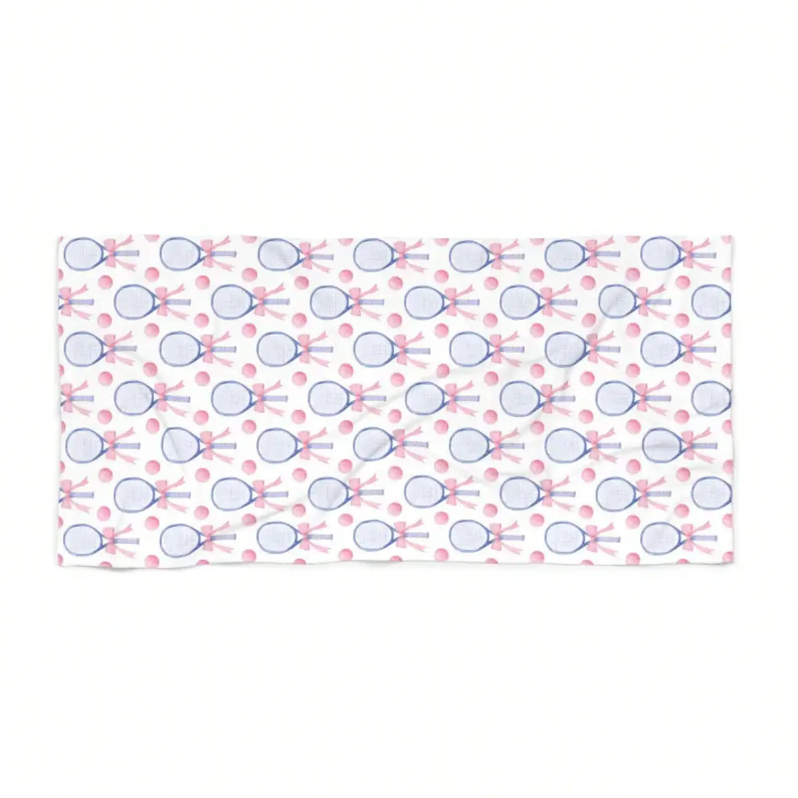 Cottagecore Pink Tennis Beach Towel, Preppy Grandmillennial Pool Towel (Single-Sided Print Beach Towel) RG2F
