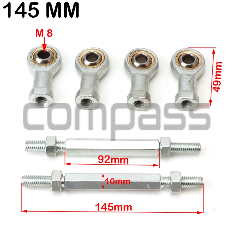 

1pair 145mm M8 Steering Tie Rod kit Ball Joint For 49cc Electric Mini Kids ATV Go Kart Buggy Quad Bike Parts