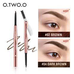 O.TWO.O sobrancelha lápis 3 em 1 fino precisa sobrancelha definer à prova dwaterproof água natural 4 cores marrom olho sobrancelha caneta com sobrancelha trimmer