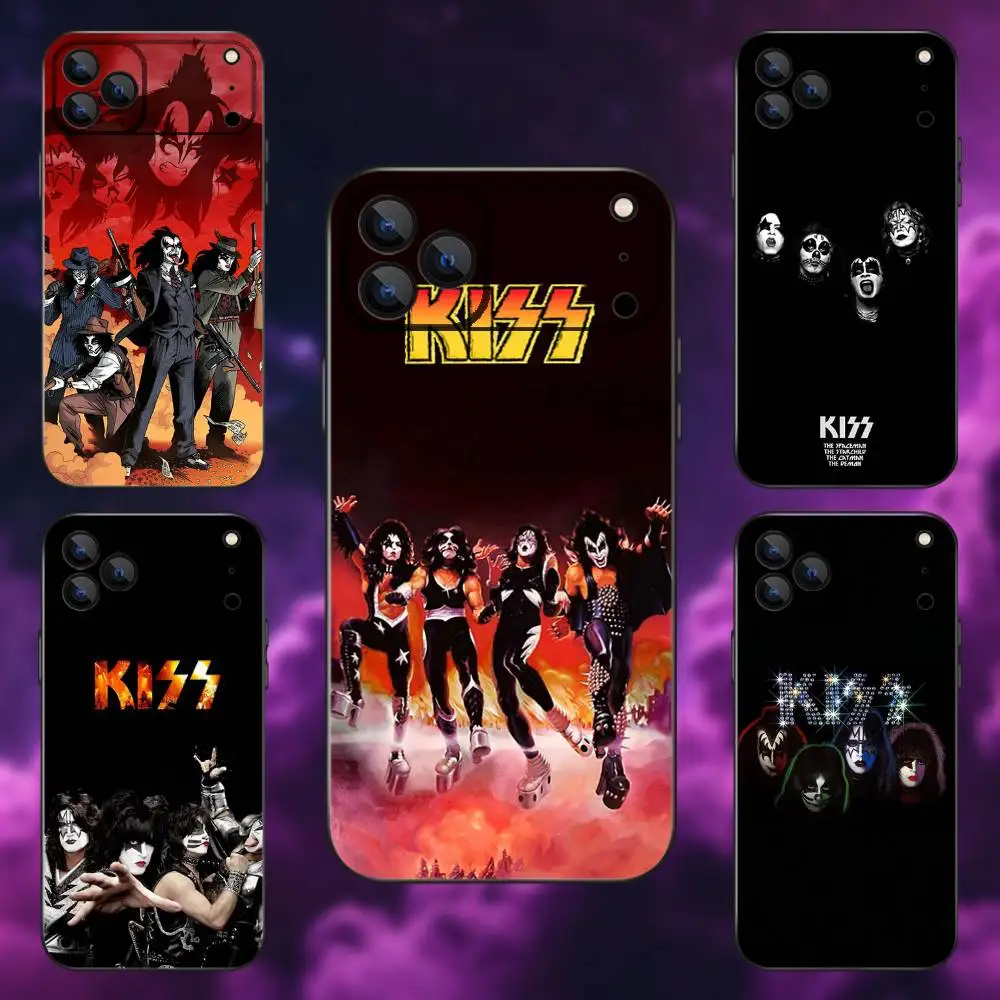 

C-Classics K-Kiss Rock Band Phone Case For iPhone 17,16,15,14,13,12,Pro,Max,Plus,E,SE4,Air,Mini Black Soft Box