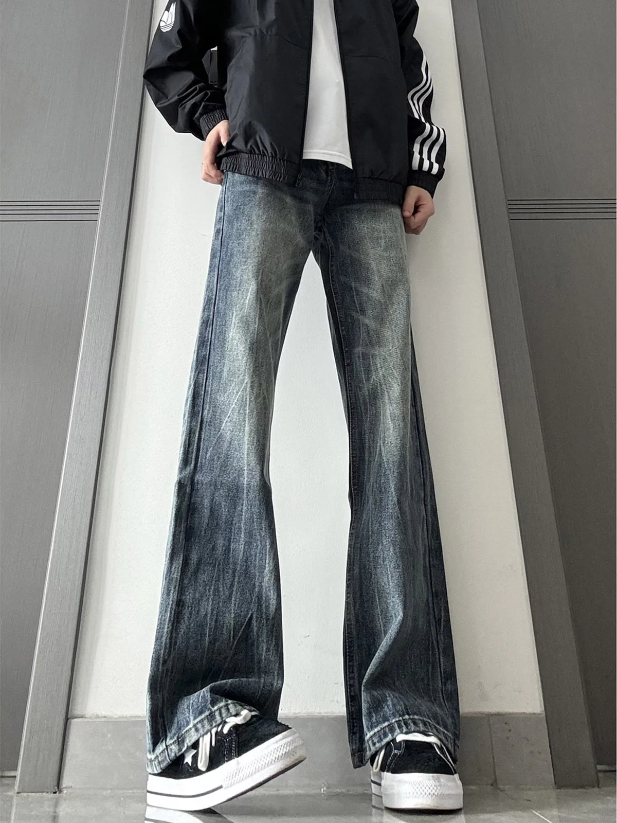 

Американские джинсы Slim Fit для мужчин, весенние, прямые, со средней посадкой, на молнии, повседневные, молодежные, модные