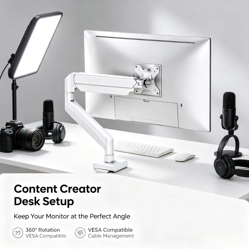 

Premium C-Clamp Single Monitor Support Heavy Duty Ergonomic Adjustable Arm For 13-35 Inch Gaming Work Home Desktop Monitors