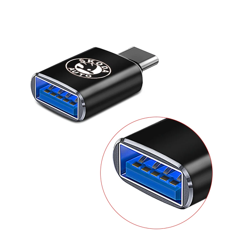 Car Usb Type C Cable Converter Charging Adapter Car Accessories For Skoda VRS Octavia 2 3 Rapid Kodiaq Karoq Fabia Kamiq Superb