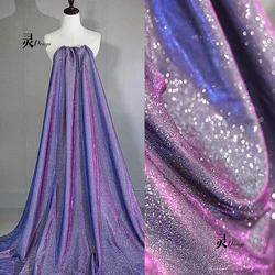Knitted Composite Hot Stamping Illusion Fabric for Wedding Fashion Dress Designer Handmade Diy Sewing Material Cloth
