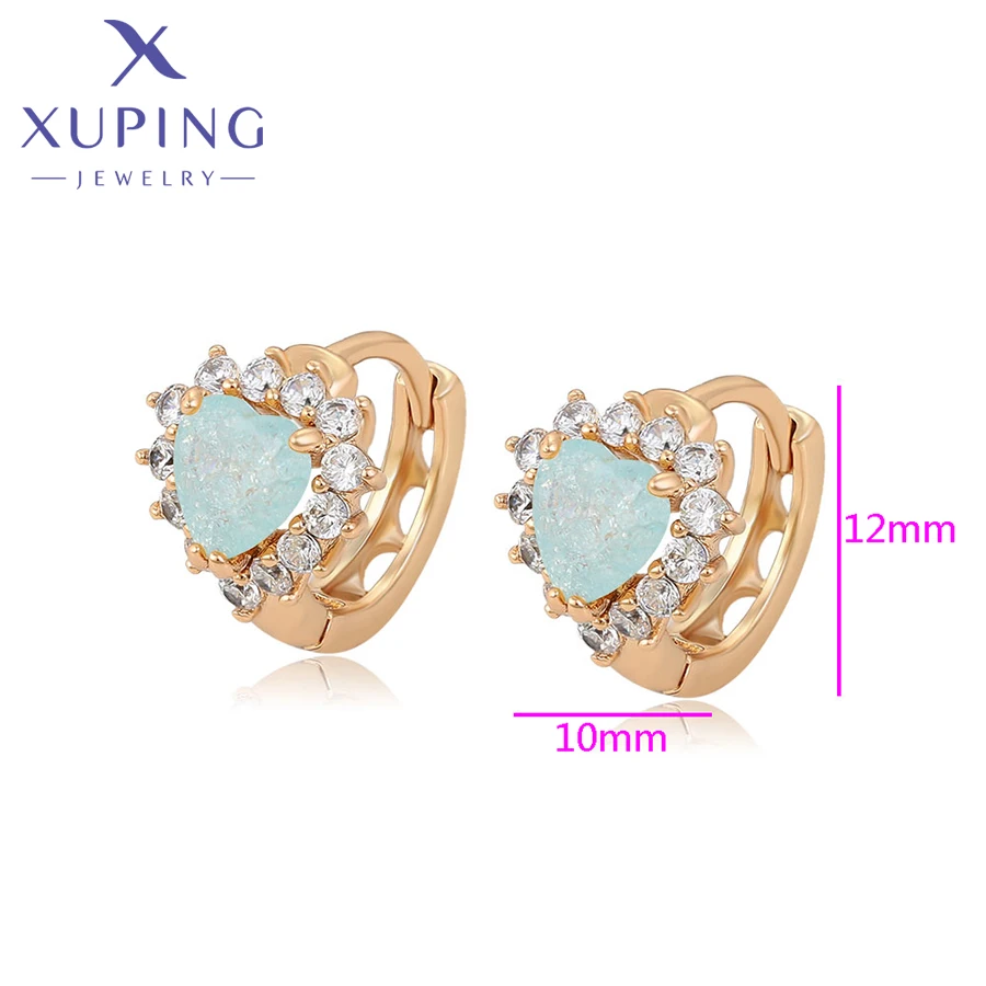 Xuping Jewelry New Arrival Fashion Simple Heart Huggies Gold Color Earring for Women Lovely Gift