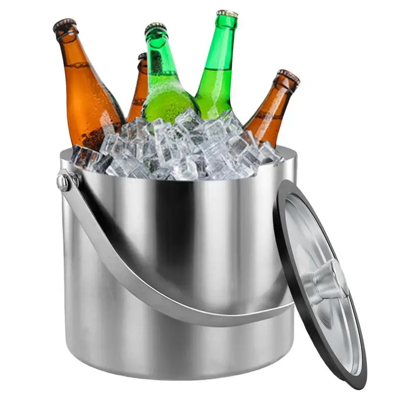 

Ice Bucket Insulated Stainless Steel Double Walled Ice Bucket 3L with Lid for Beer Wine Cooler for Parties