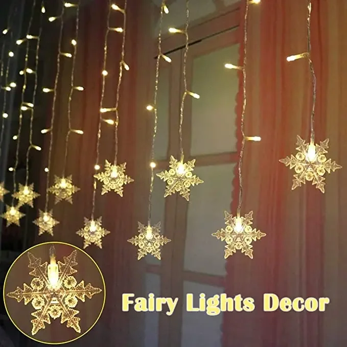 Christmas Fairy Curtain String Lights 3.4M LED Star Deer 220V 110V Garland Festoon for Xmas Tree New Year Navidad Party Decor