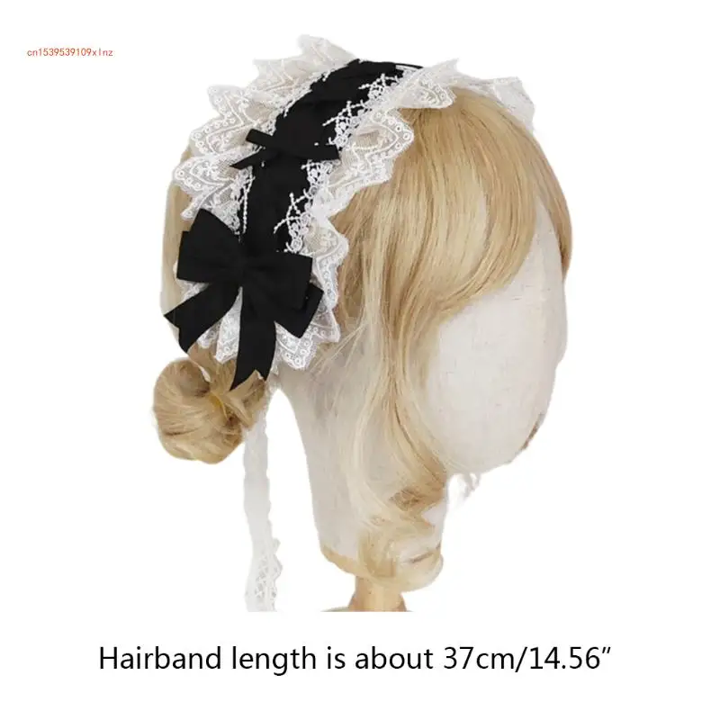 Girl Lace Headband Bowknot with Long Ribbon Cosplay Accessories