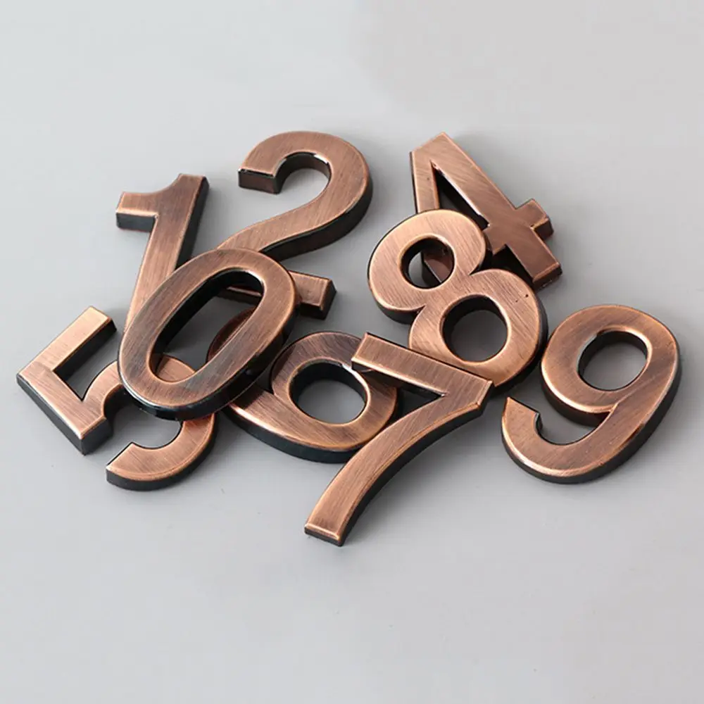 1 PC 3D Bronze Numeral  Self-adhesive Door Plates Room Number Address Sign Digits Sticker view 4