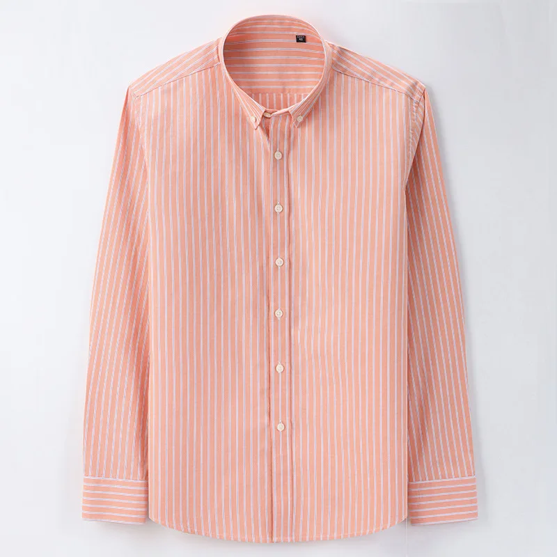 Camisa informal de manga larga para hombre, camisa de lujo con solapa a rayas, 100% algodón, de alta calidad, para negocios y uso diario, para primavera