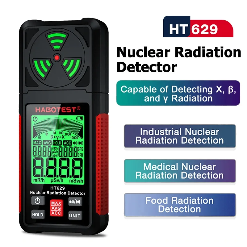 HT629 Geiger Counter Nuclear Radiation Detector Personal Dosimeter X-ray Γ-ray Β-ray Radioactivity Tester Marble Detector