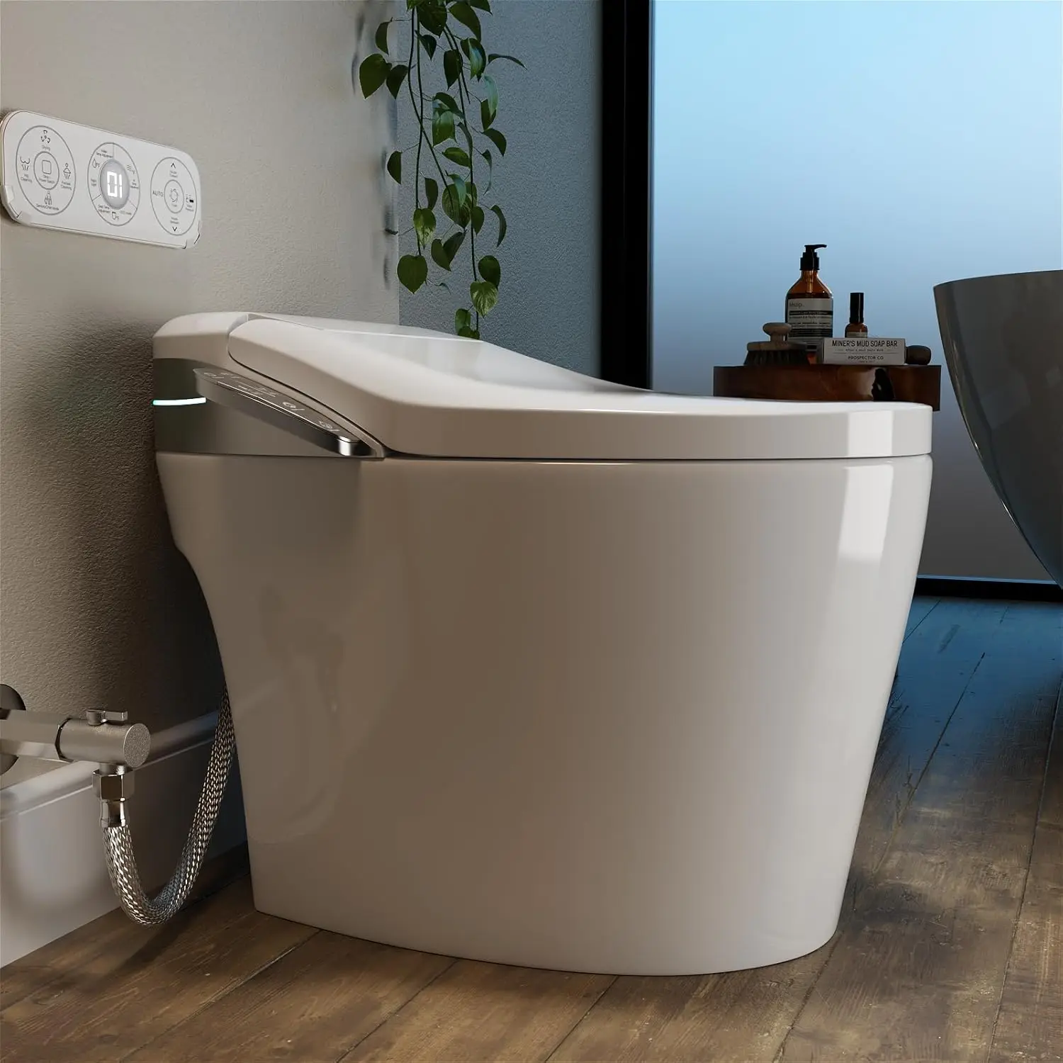 Smart Toilet with Fully Functions,Microwave and Infrared Dual Touch-Free mode for Lid Opening and Closing