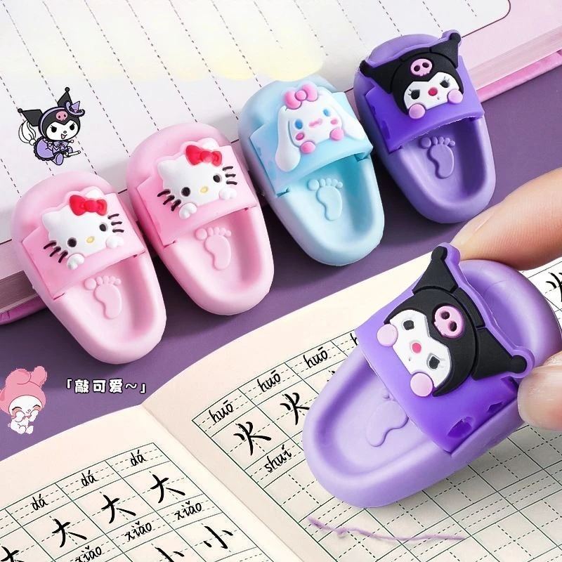 

Creative Kawaii MinCute Slipper Design Student Stationery Eraser Kuromi MyMelody Pencil Eraser Children School Stationery Gift