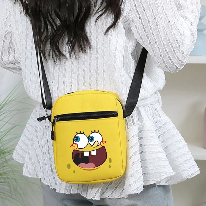 

SpongeBobs Shoulder Bag Cartoon Expression Printed Crossbody Bag Fashion Handbag Cute Square Bags for Men Women Birthday Gifts