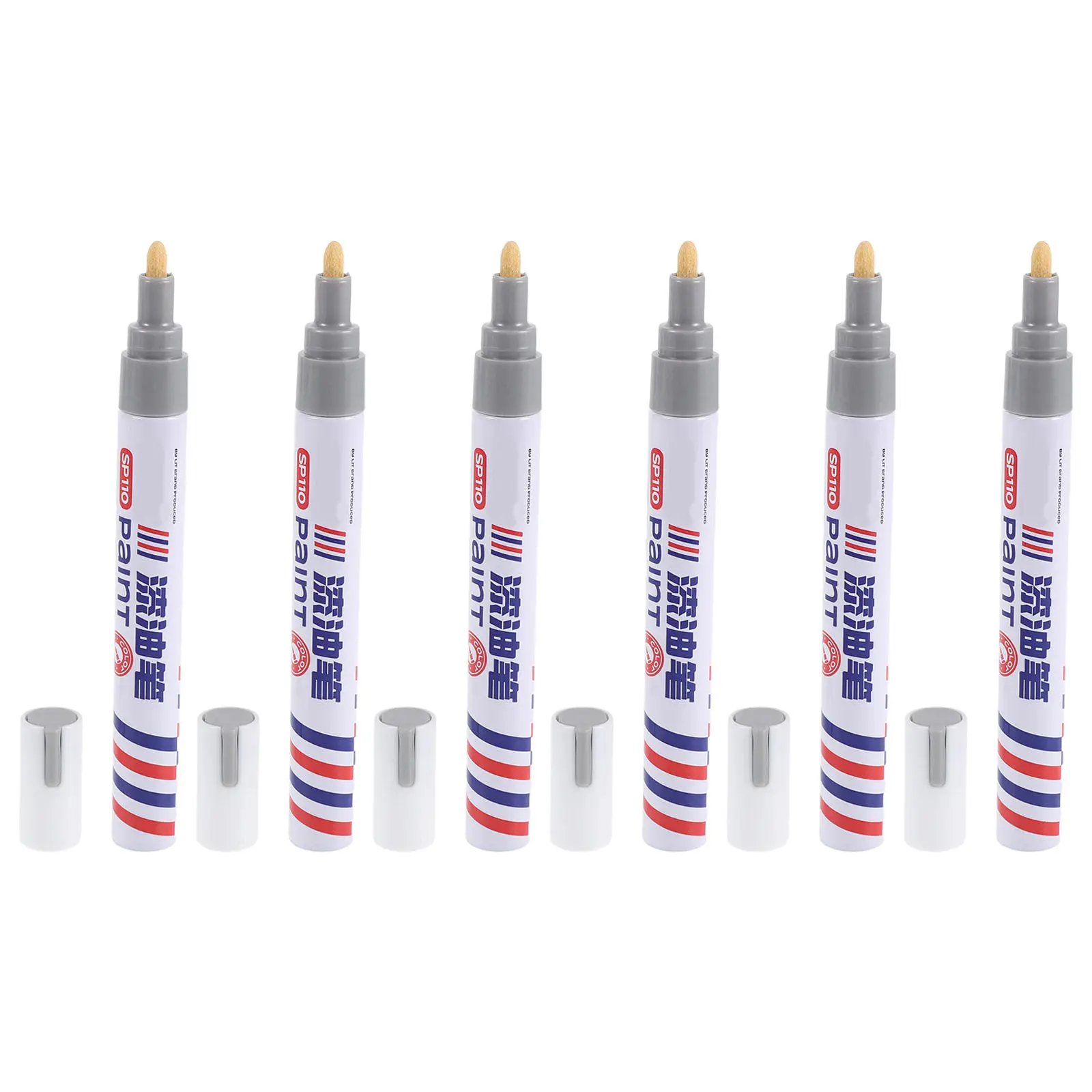 6Pcs Silver Quick Dry Paint Pens for Headstone Repair Waterproof Oil Based Marker Pen for Tombstone Lettering Granite Marble