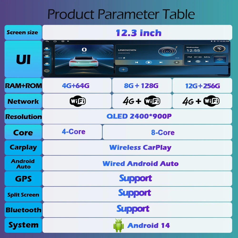 Android Auto Touch Screen 12.3 inch Wireless Carplay Car Multimedia Player WIFI DSP Stereo For Chevrolet Cavalier 2020-2022 QLED