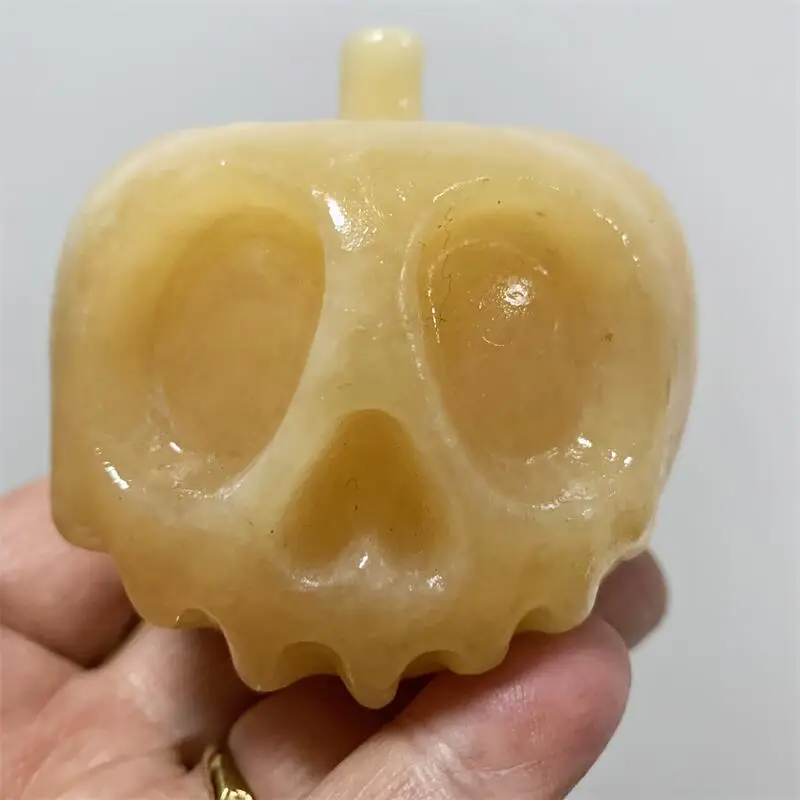 Natural Calcite Apple Skull Crystal Carving Crafts Healing Energy Stone Fashion Home Decoration Gift 1PC