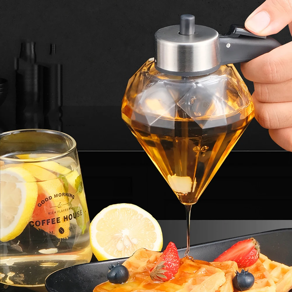 

200ML Honey Dispenser High borosilicate Glass Juice Syrup Pot Storage Oil Can Glass Dispenser Kitchen Storage Container Gadget