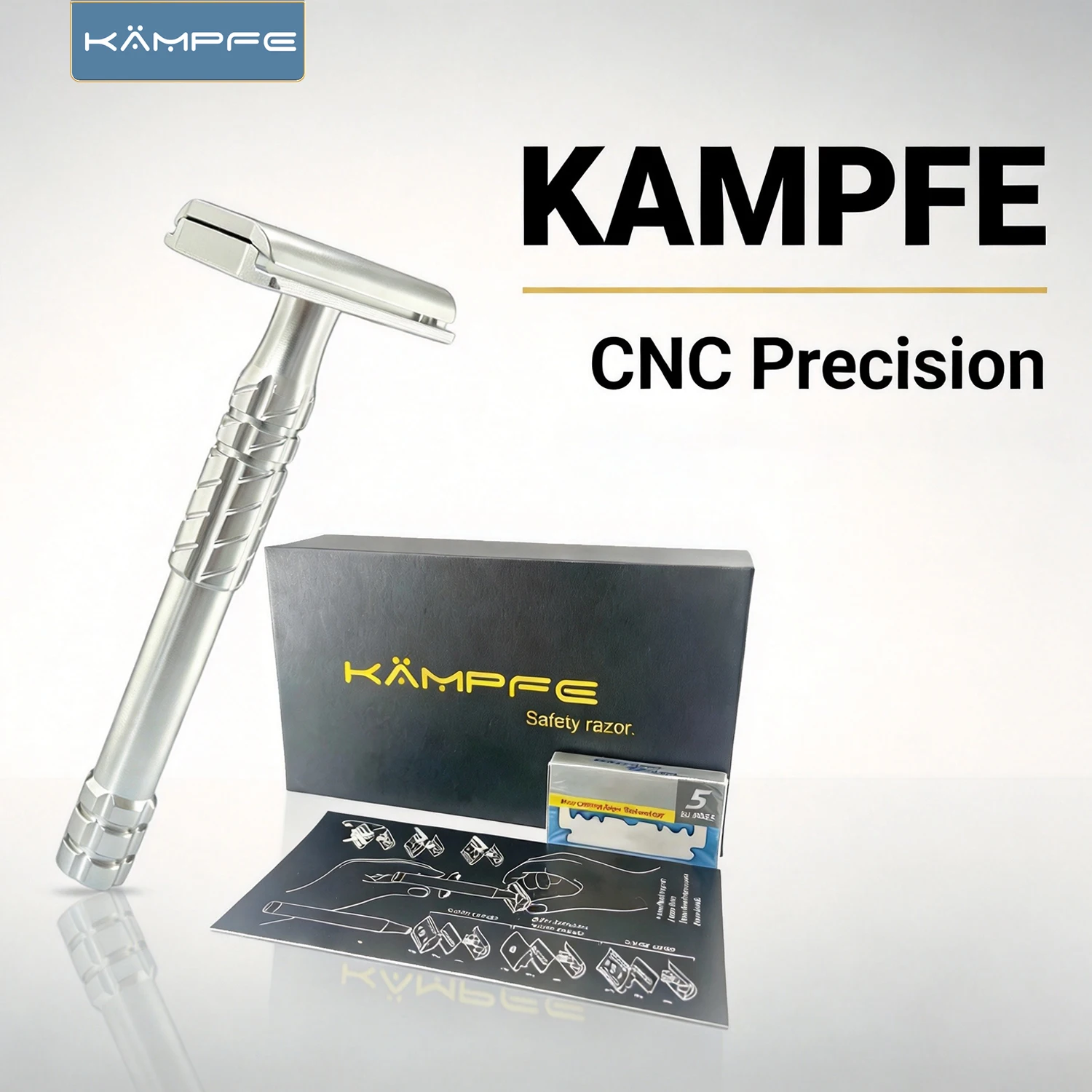 kampfe-クラシック-アルミ製安全かみそり-cnc精密加工-ダブルエッジ-セーフティーメンズ-プレミアム髭剃りキット