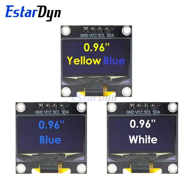 Estardyn DIYUSER 0.96 cala OLED SSD1306 Biały/Niebieski/Żółty 128X64 IIC I2C Wyświetlacz Szeregowy 12864 Płytka Ekranu LCD Do