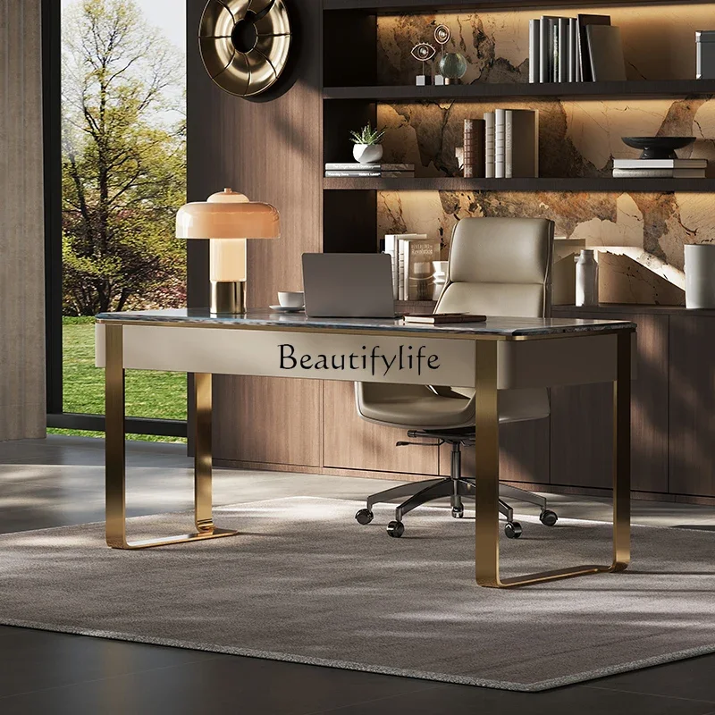 

ld14 Minimalist Light Luxury Desk High-end Leather Veneer Marble Study Office Desk