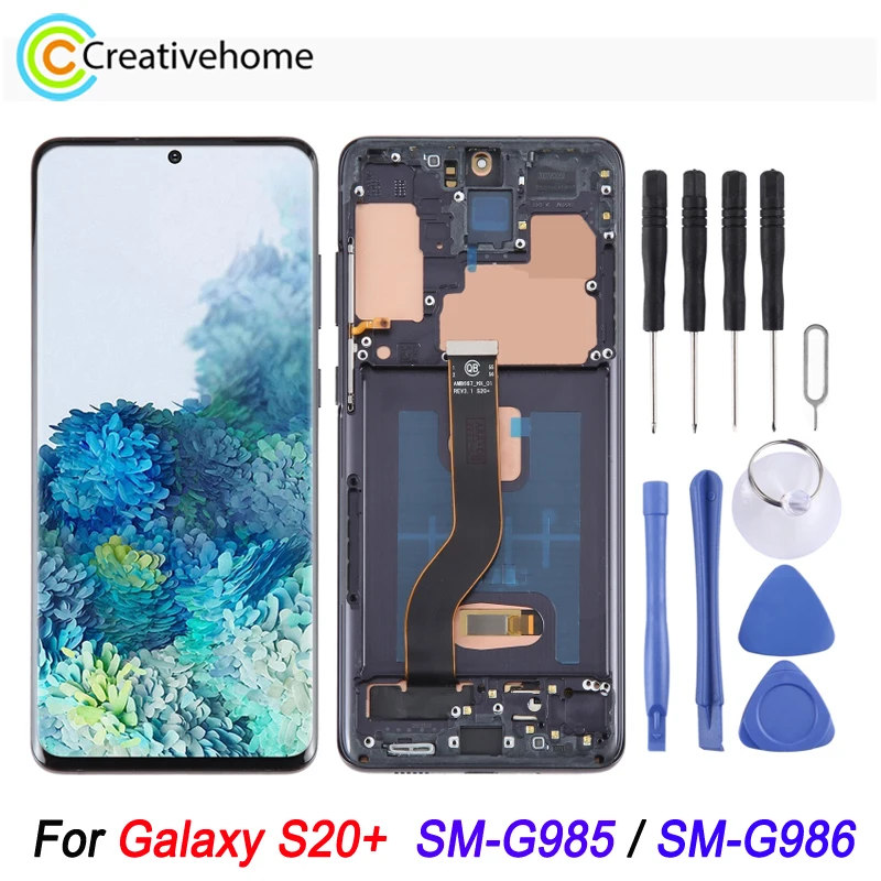 

OLED LCD Screen For Samsung Galaxy S20 Plus 4G SM-G985 / 5G SM-G986 Phone LCD Display and Digitizer Full Assembly with Frame