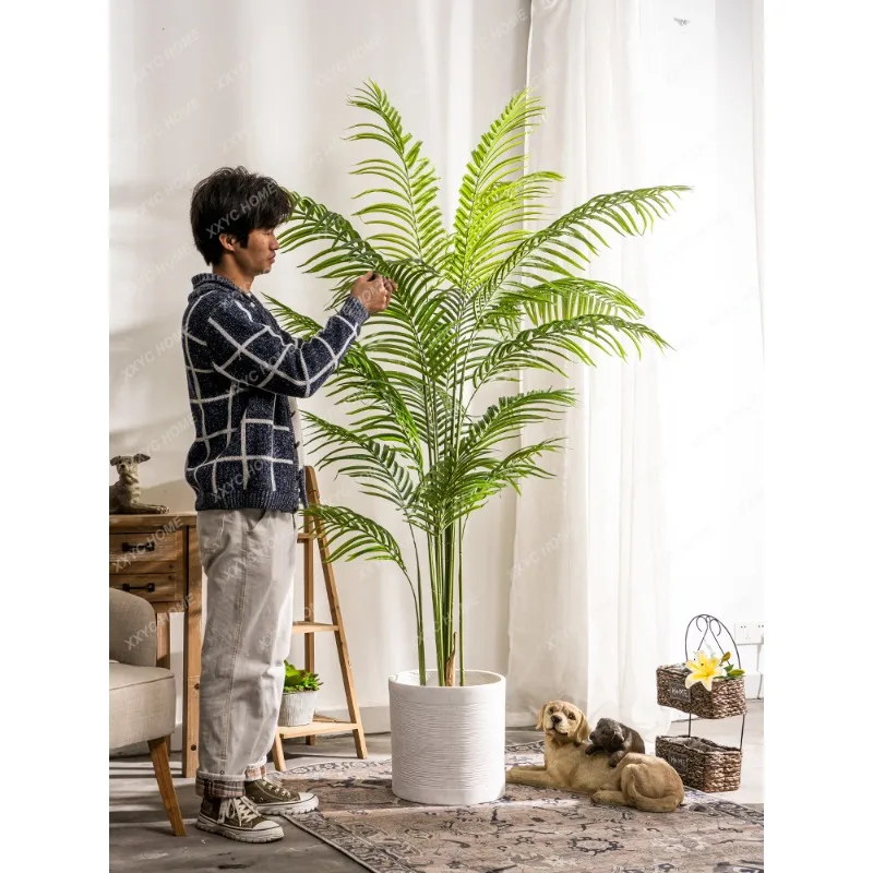 Large Simulation Plant Areca Palm Tropical Green Plant Fake Trees Indoor Living Room Fernleaf Hedge Bamboo Potted Decoration