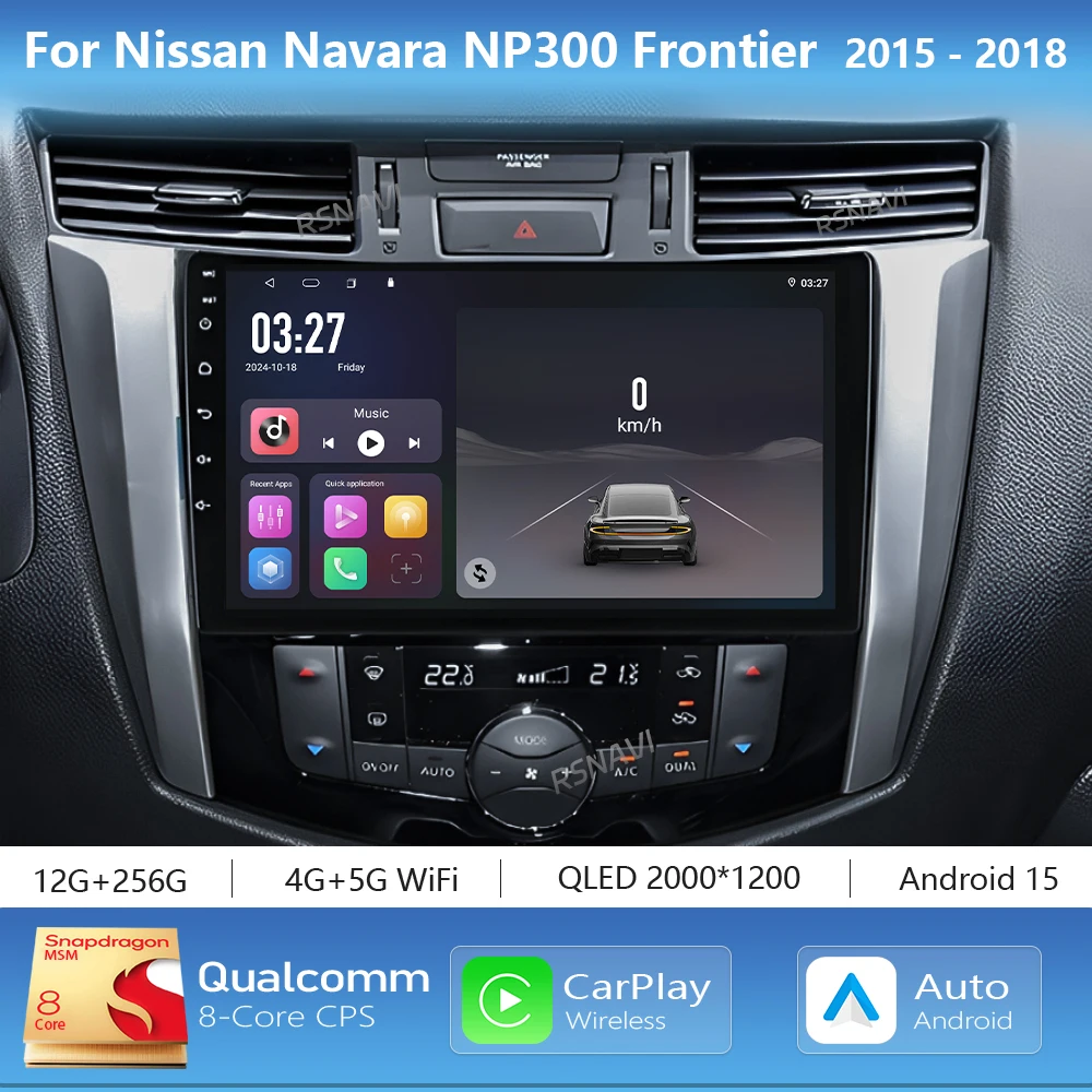 Radio Multimedia para Auto con Pantalla 2K, Android 16, Carplay, GPS, para Nissan NAVARA Frontier NP300 2015-2018, Autoradio Estéreo