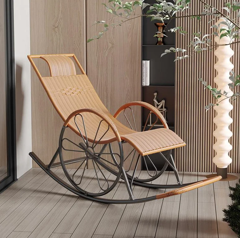 PE Rattan Rocking Chair with Metal Frame Garden Patio Rocking Chairpromote sales