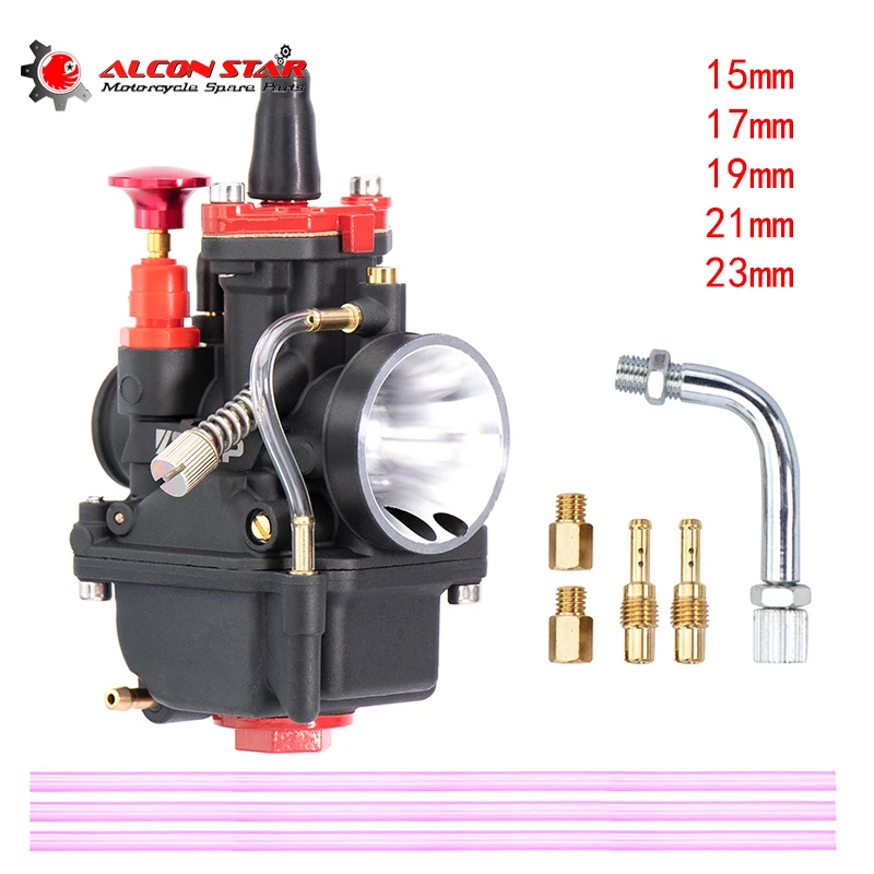 Alconstar Motorcycle Flat Curtain Carburetor for PWK 15 17 19 21 23mm Scooter Moped 2T 4T 50-125cc