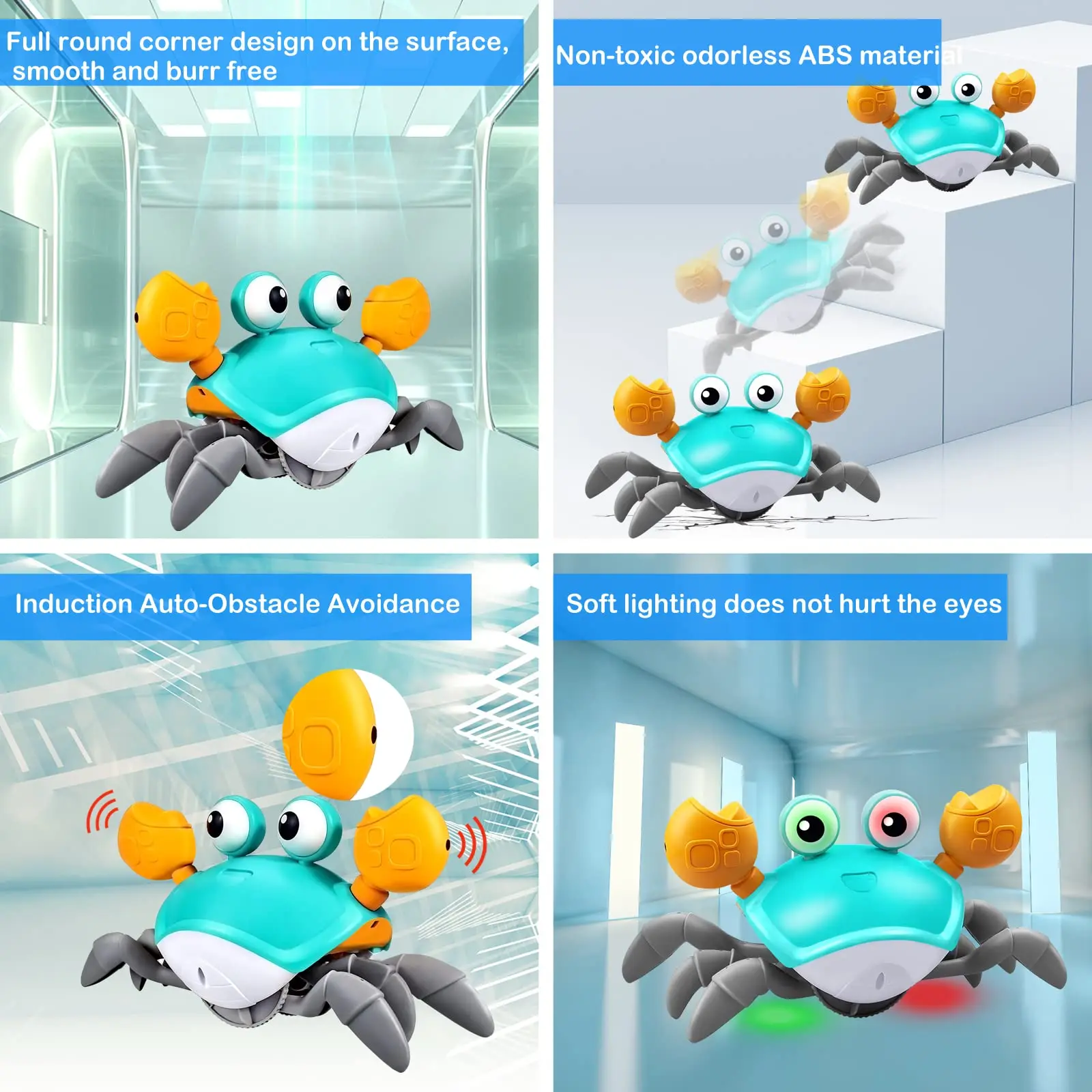 Escape Crab Auto-sensing Function Children Crawling Avoiding Obstacles Electronic Pet With Music Baby Walking Toy birthday Gifts