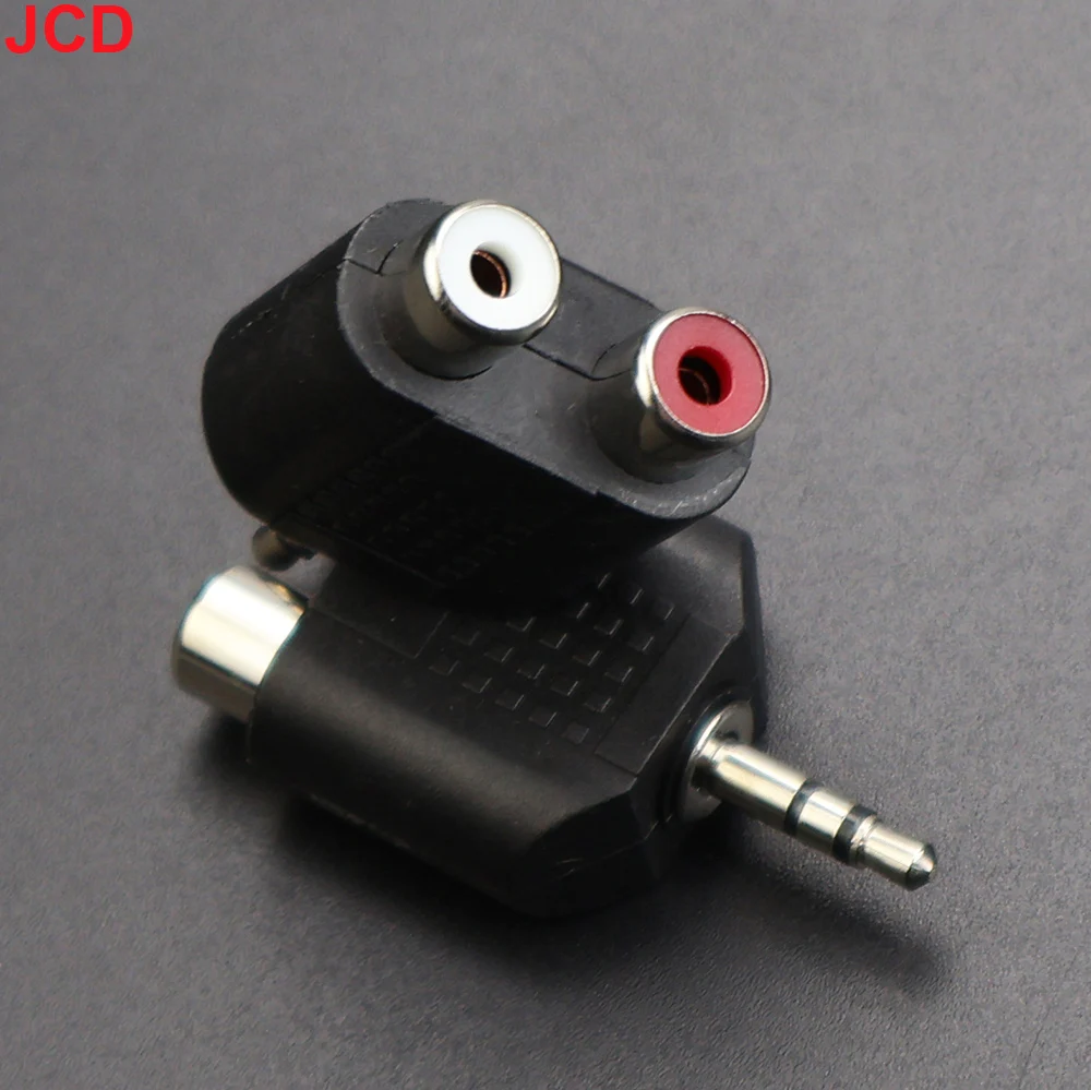 JCD 2pc 3-Pole 3.5mm Dual Channel Jack Stereo Male Pair 2 RCA Plug Female Adapter Y Splitter RCA Audio Adapter Connector