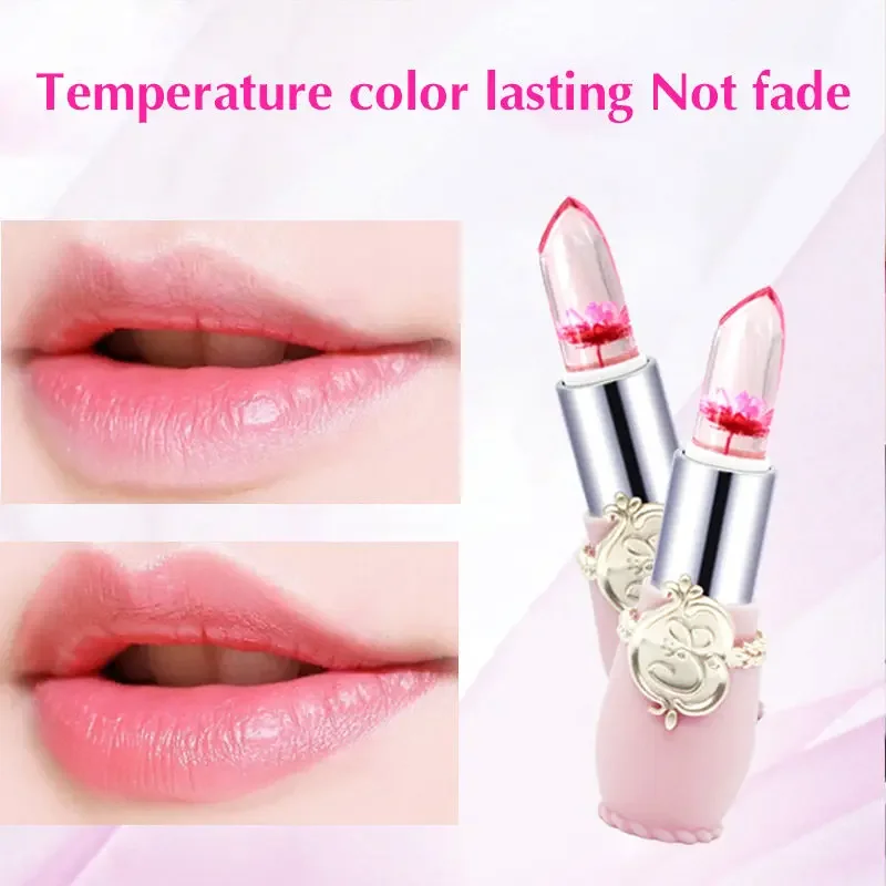 Crystal Jelly Lip Balm Lipstick Flower Temperature Color Changing Lip Balm Gloss Transparent Long Lasting Moisturizer Makeup HOT