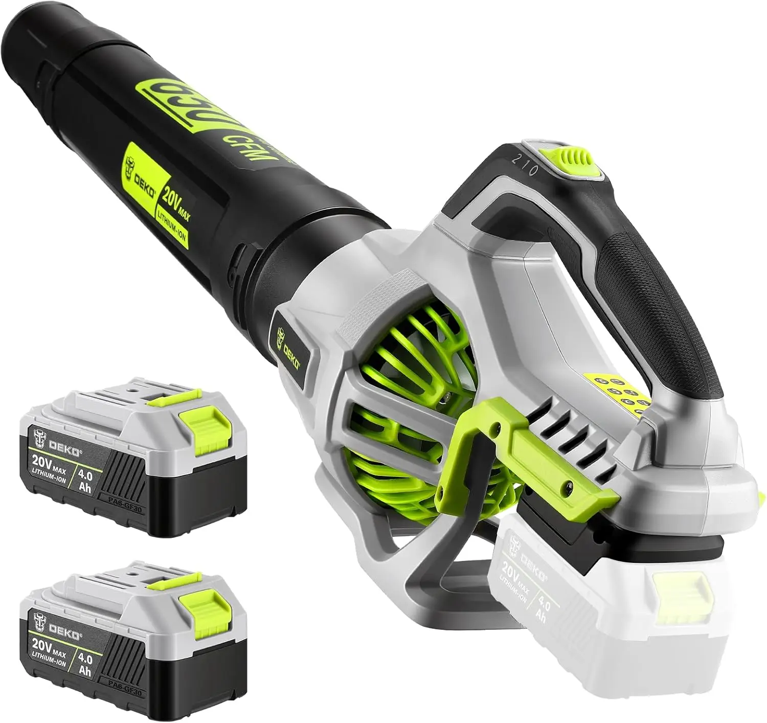 

Cordless Leaf Blower 650 CFM, 2x4.0Ah Batteries & Charger, 2-Speed Lightweight for Yard, Patio, Driveway