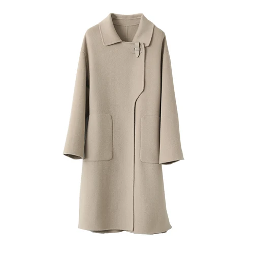 여성용 100% 캐시미어 두꺼운 양면 확장 코트, 클래식, 다용도 및 패셔너블, 비즈니스 및 레저 